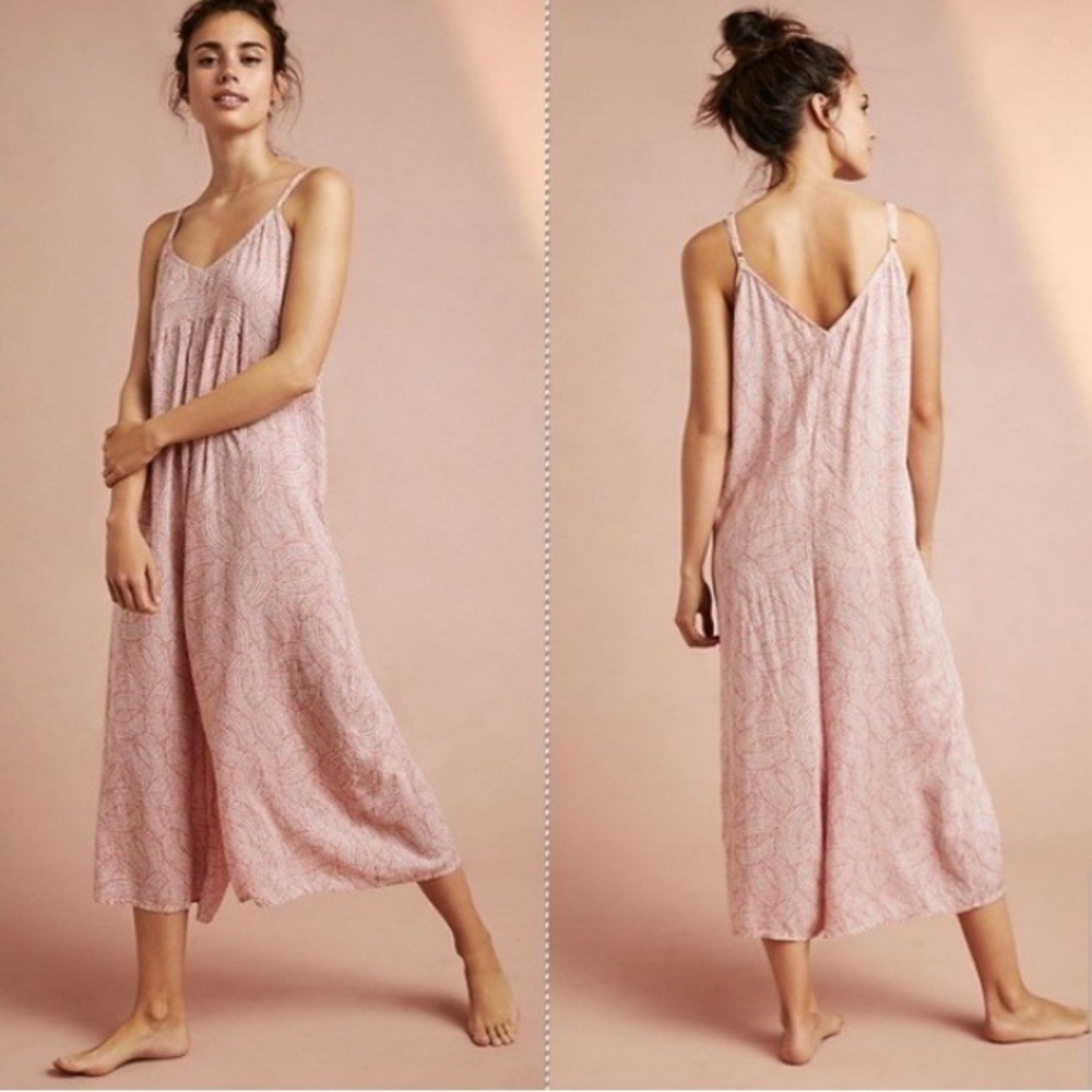 Anthropologie Floreat Petra Sleep Jumpsuit Red Pattern Wide Leg M